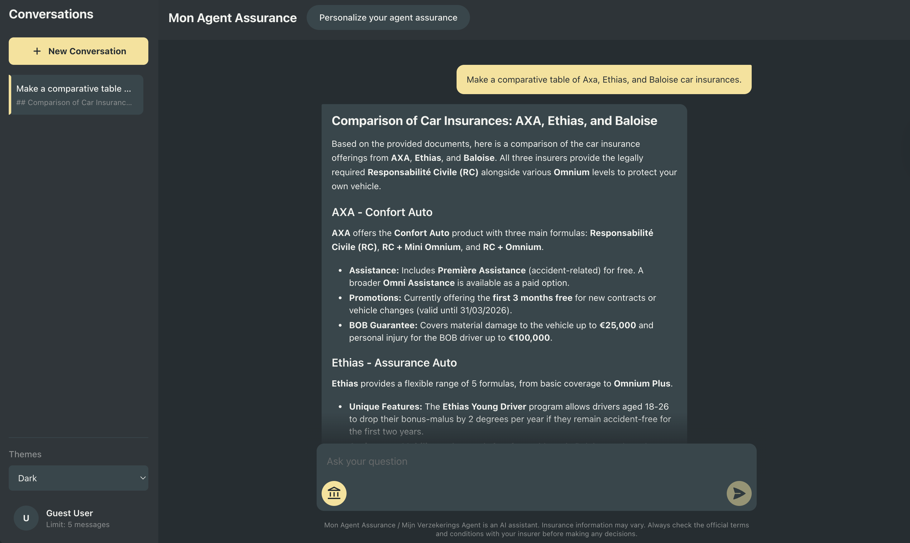 Mon Agent Assurance — AI insurance comparison tool